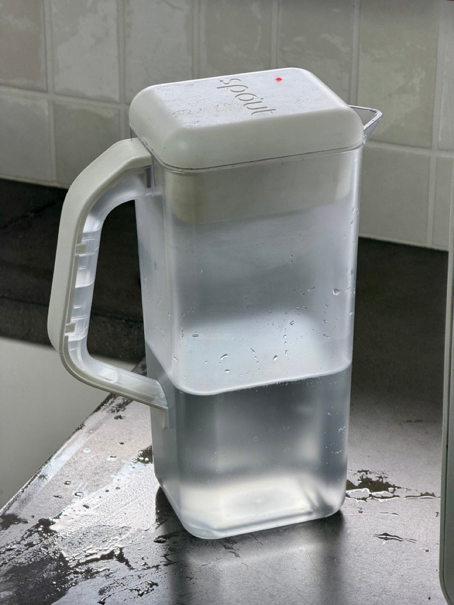 Spout Always Fresh Pitcher full of water on a kitchen counter